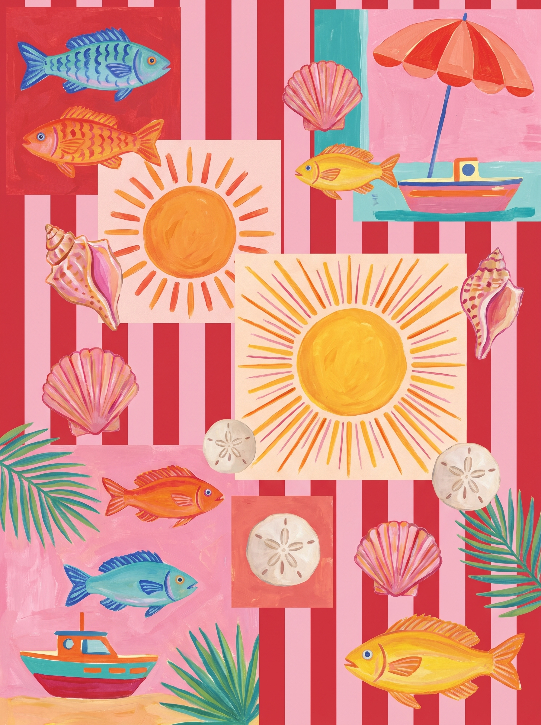 Seaside Sun Shells Stripes