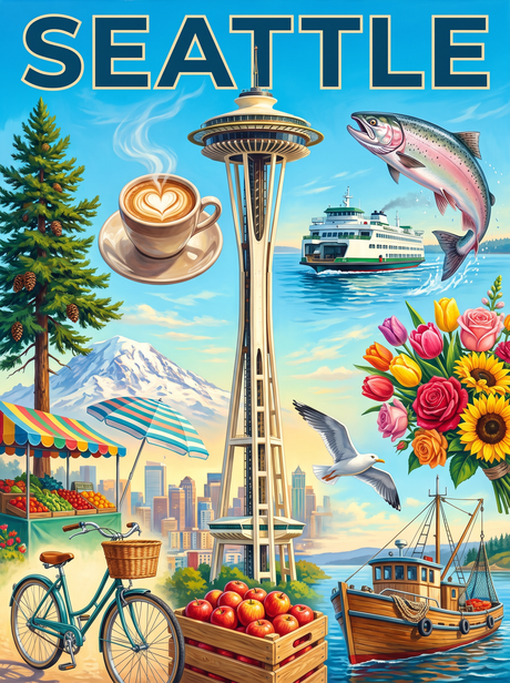 Seattle Space Needle (150 Color Diamond Painting)