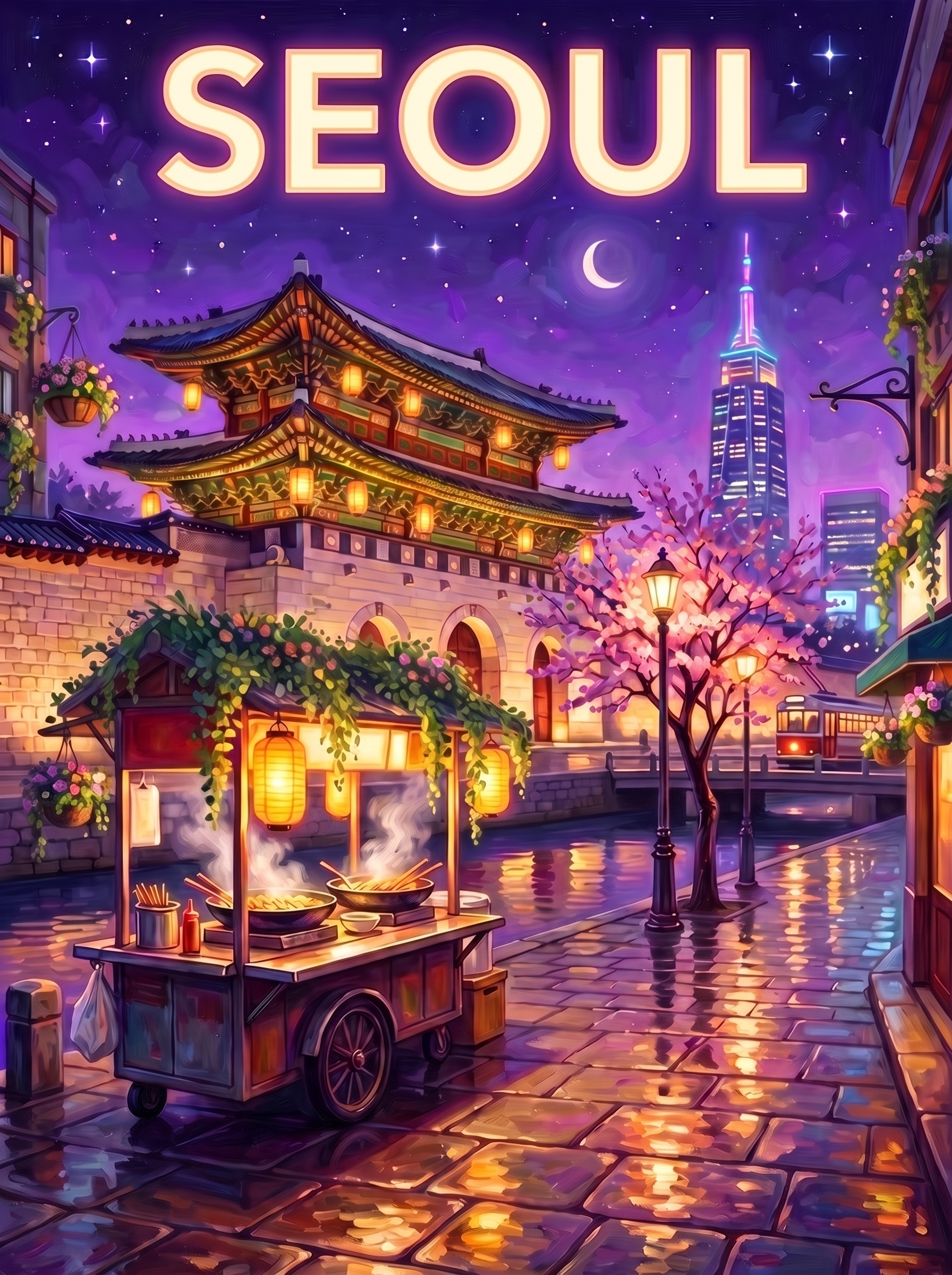 Seoul Street Cart Night