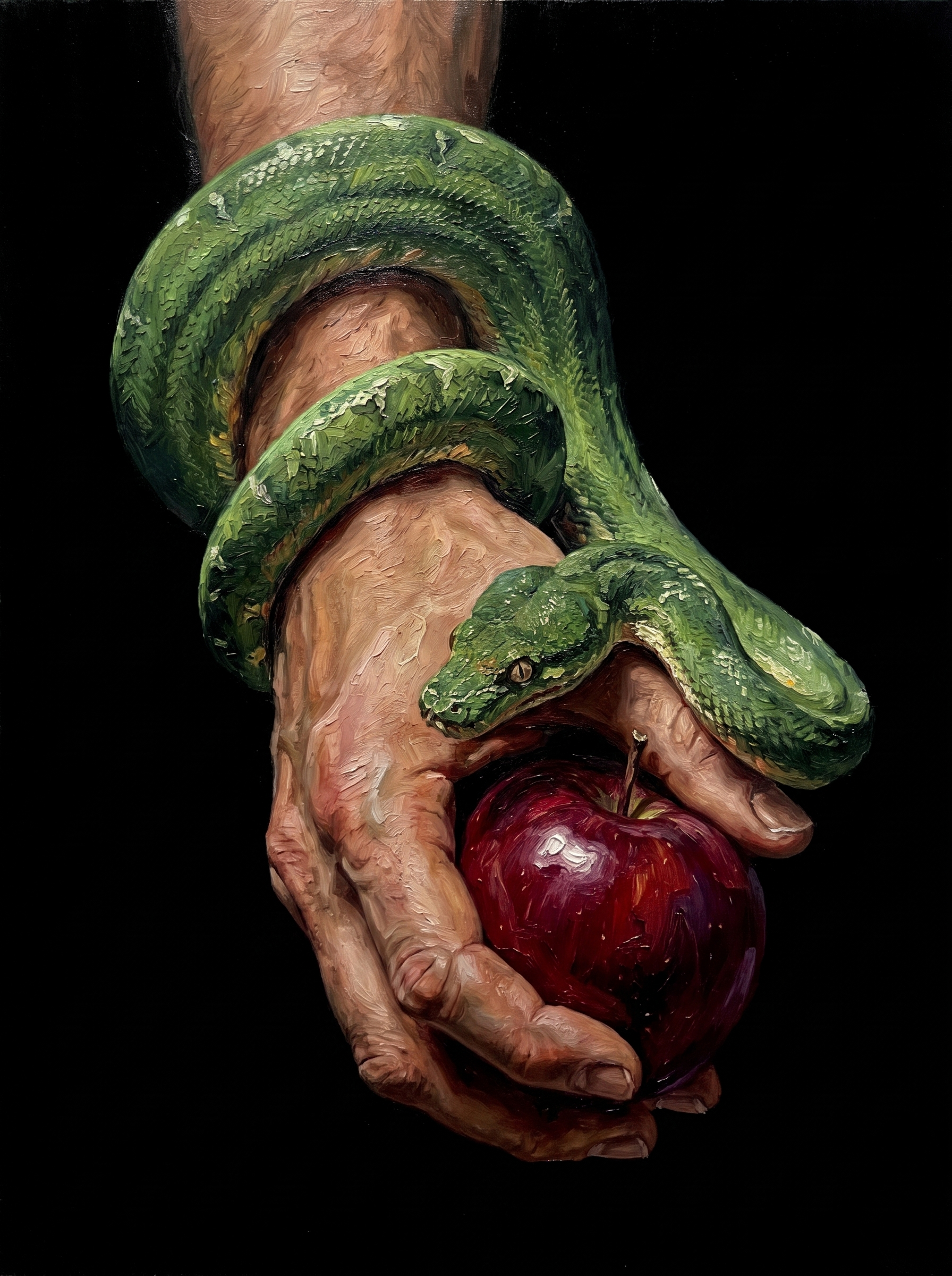 Serpent And Red Apple