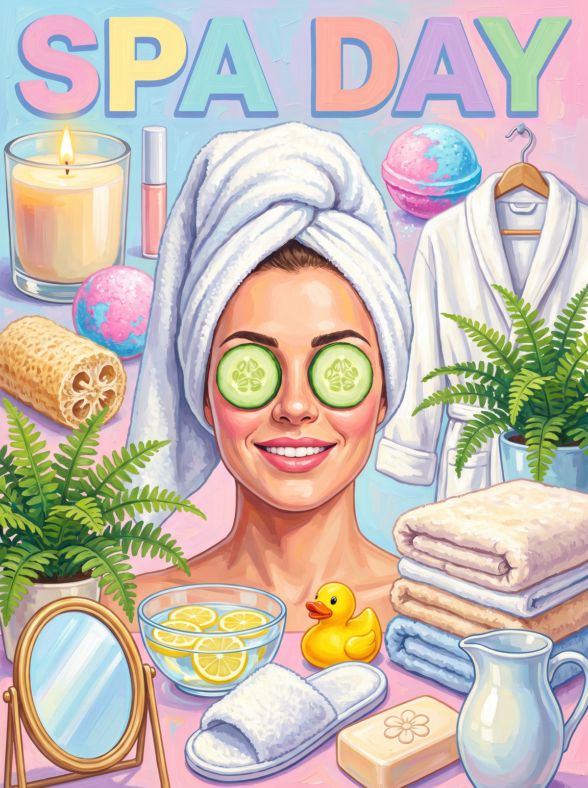 Spa Day Pastel Bathroom