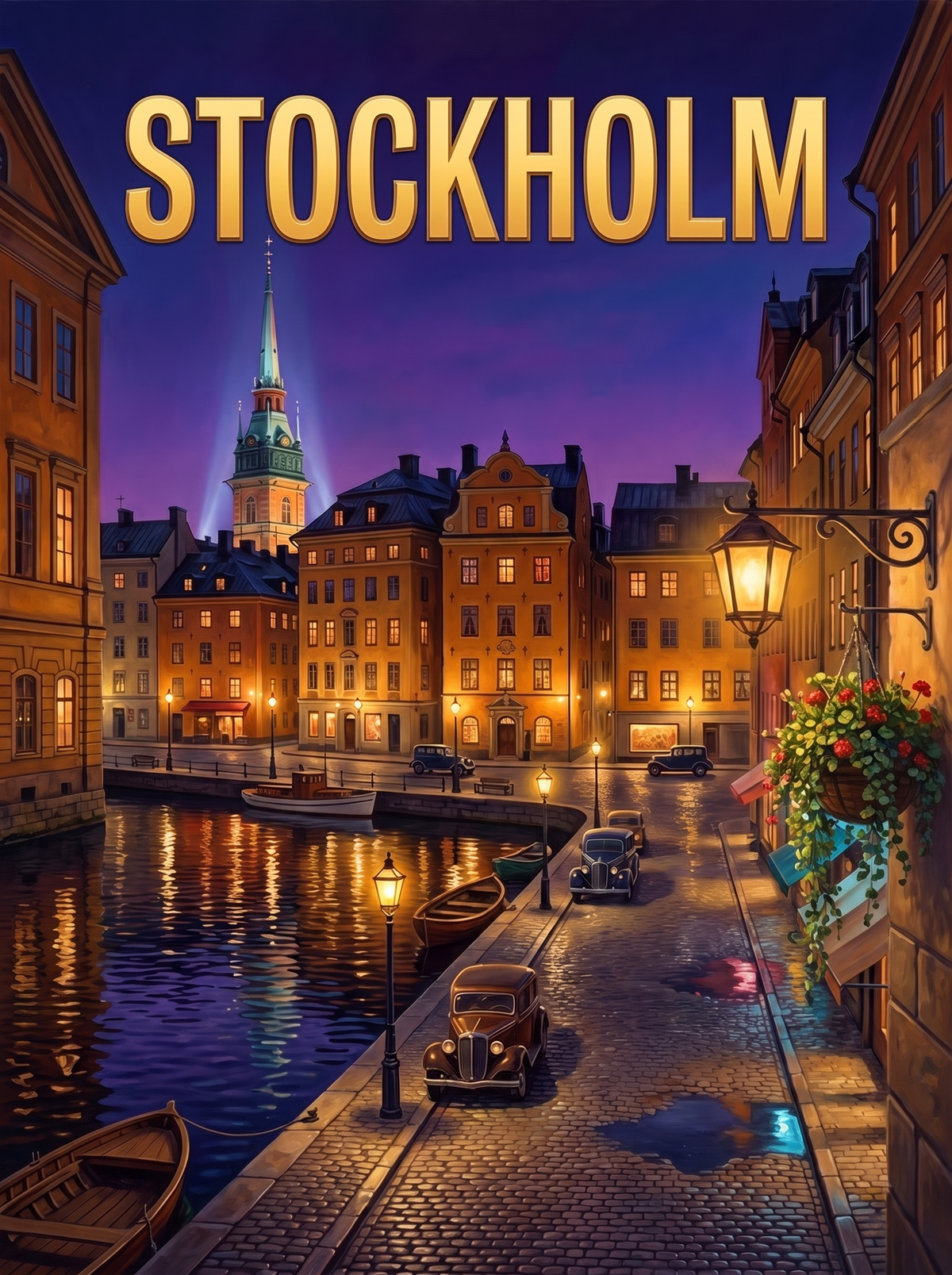 Stockholm Lamplit Night