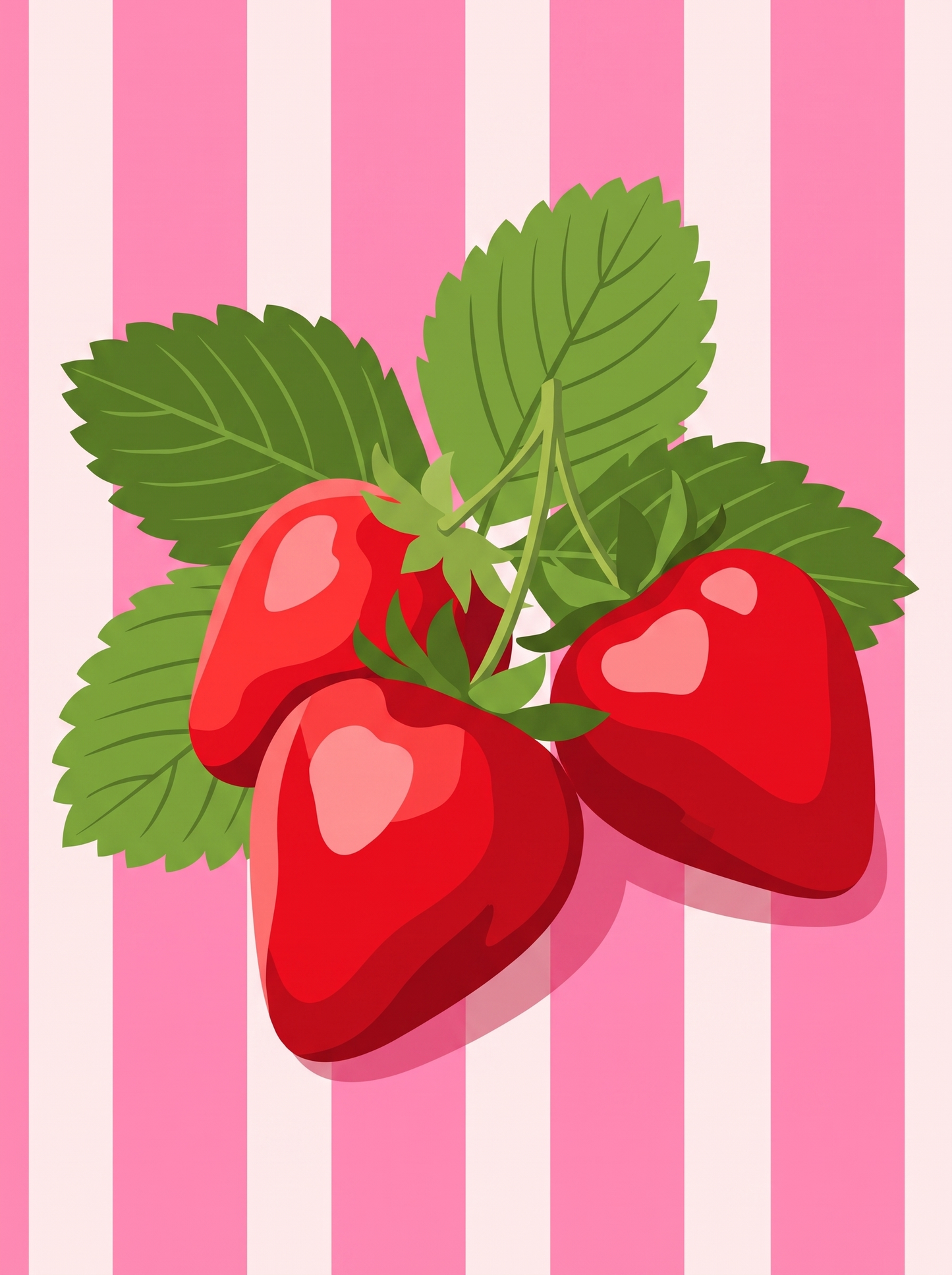 Strawberries On Pink Stripes