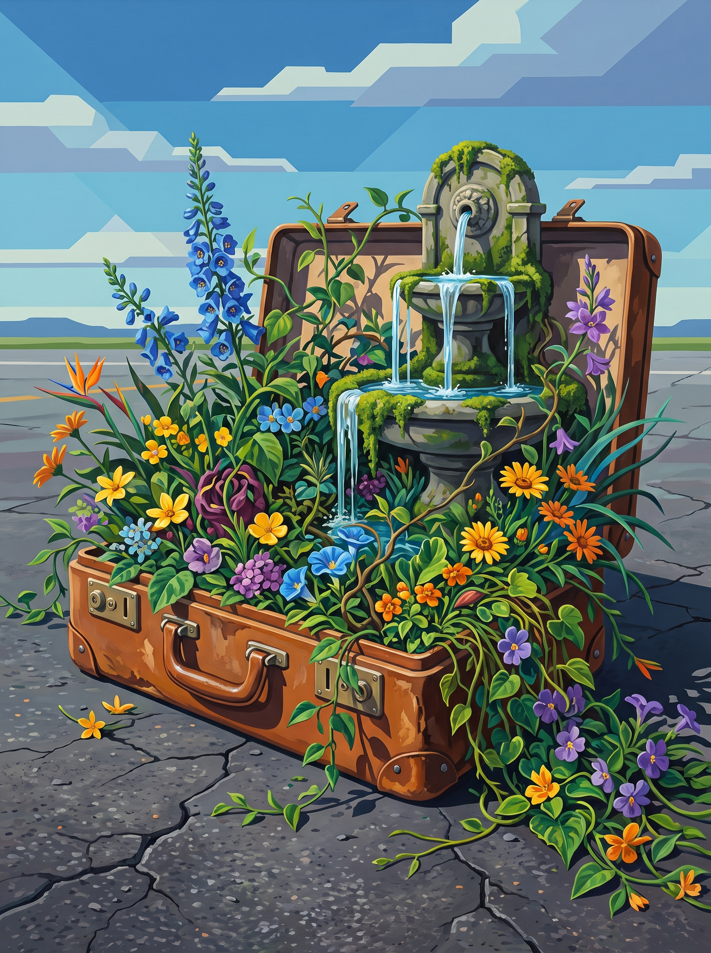 Suitcase Fountain Garden