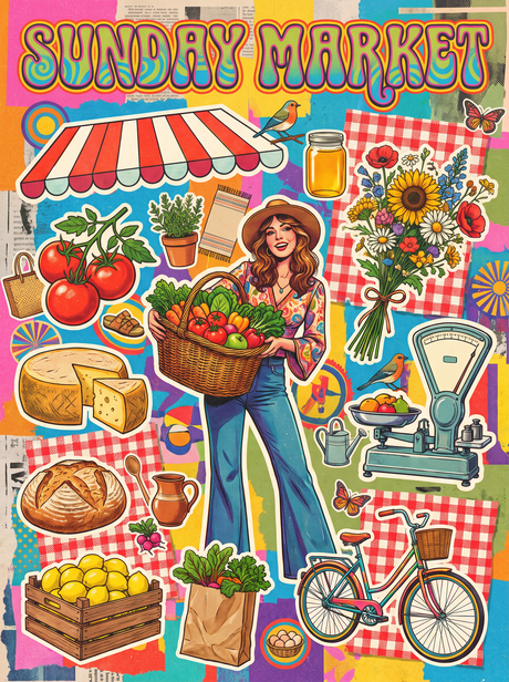 Sunday Market Produce Basket (150 Color Diamond Painting)
