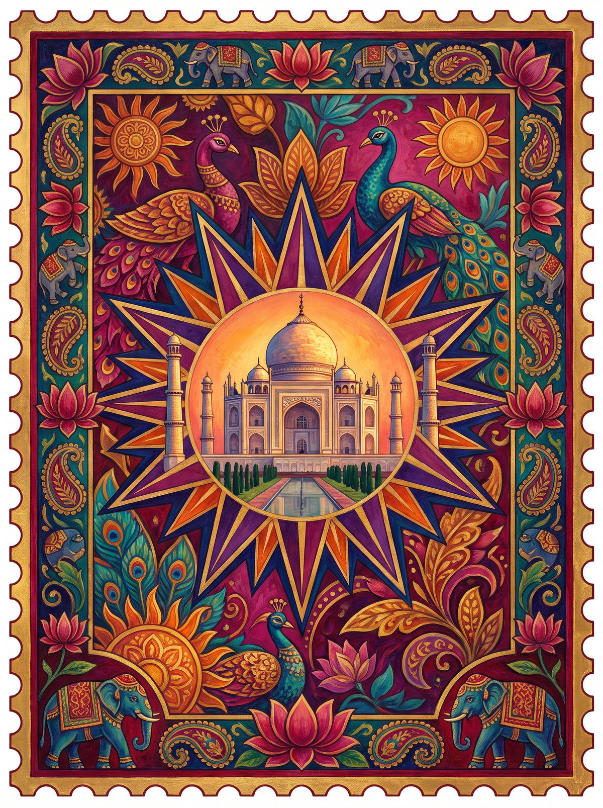 Taj Mahal Sunburst Stamp