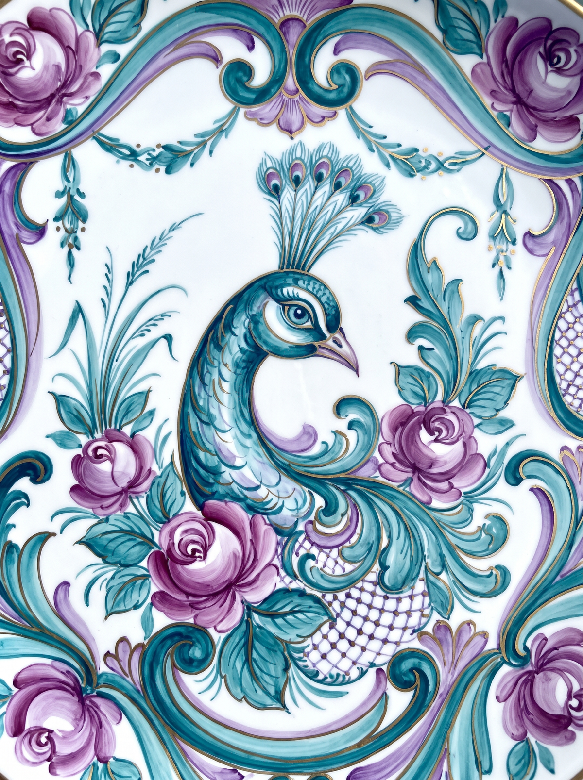 Teal Peacock And Roses