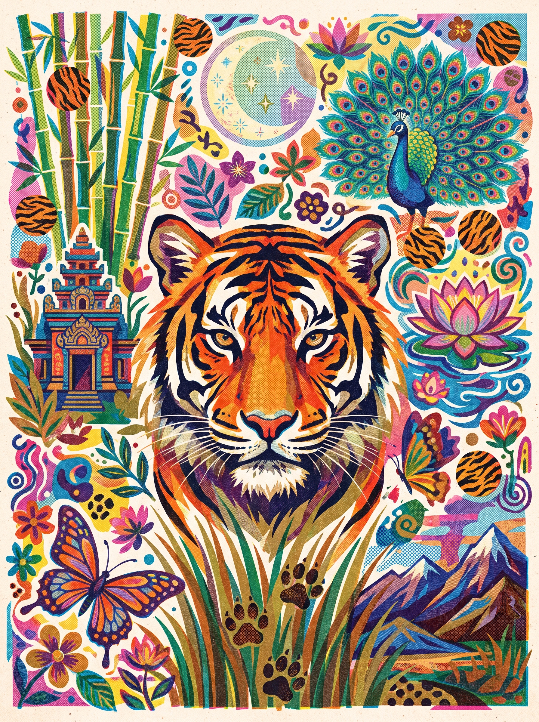 Temple Tiger Peacock Scatter