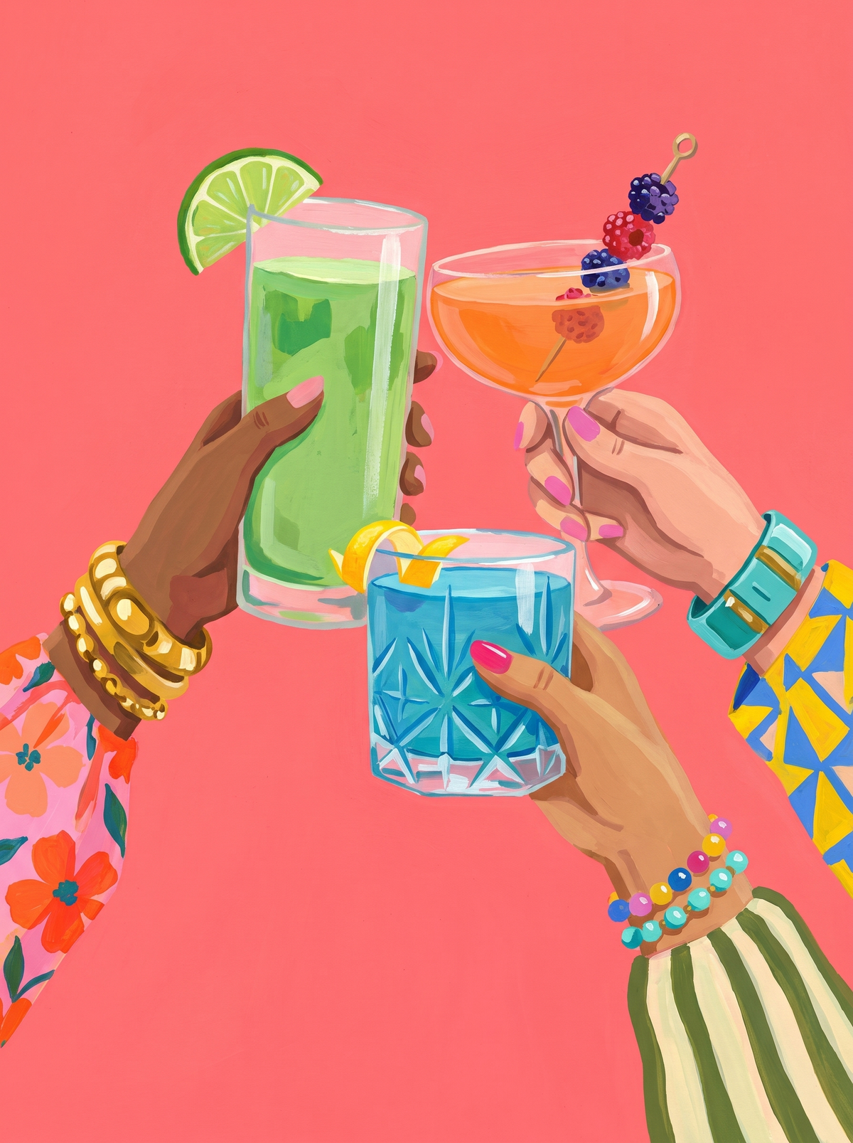 Three Hands Cocktail Toast