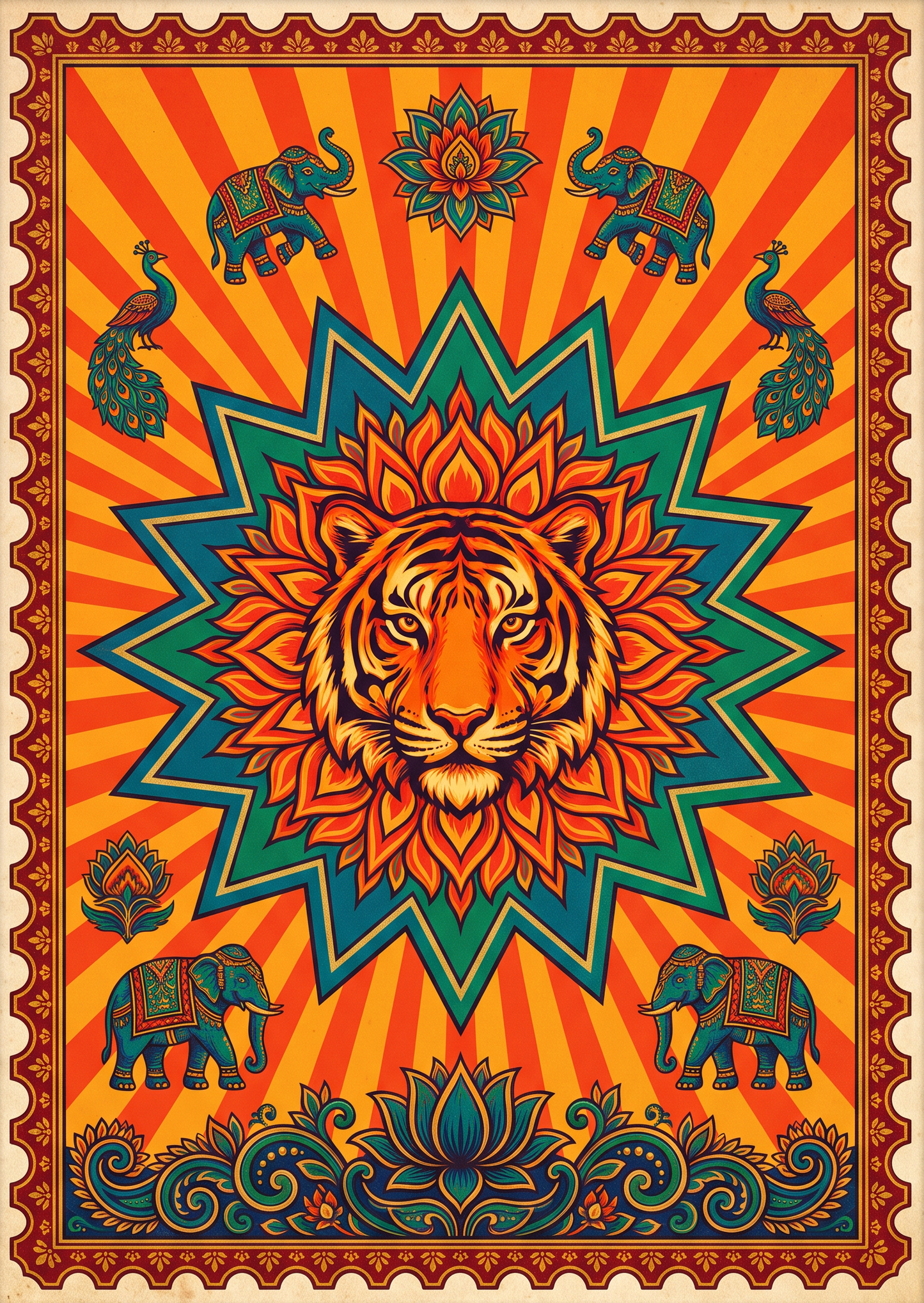 Tiger Mandala Elephants