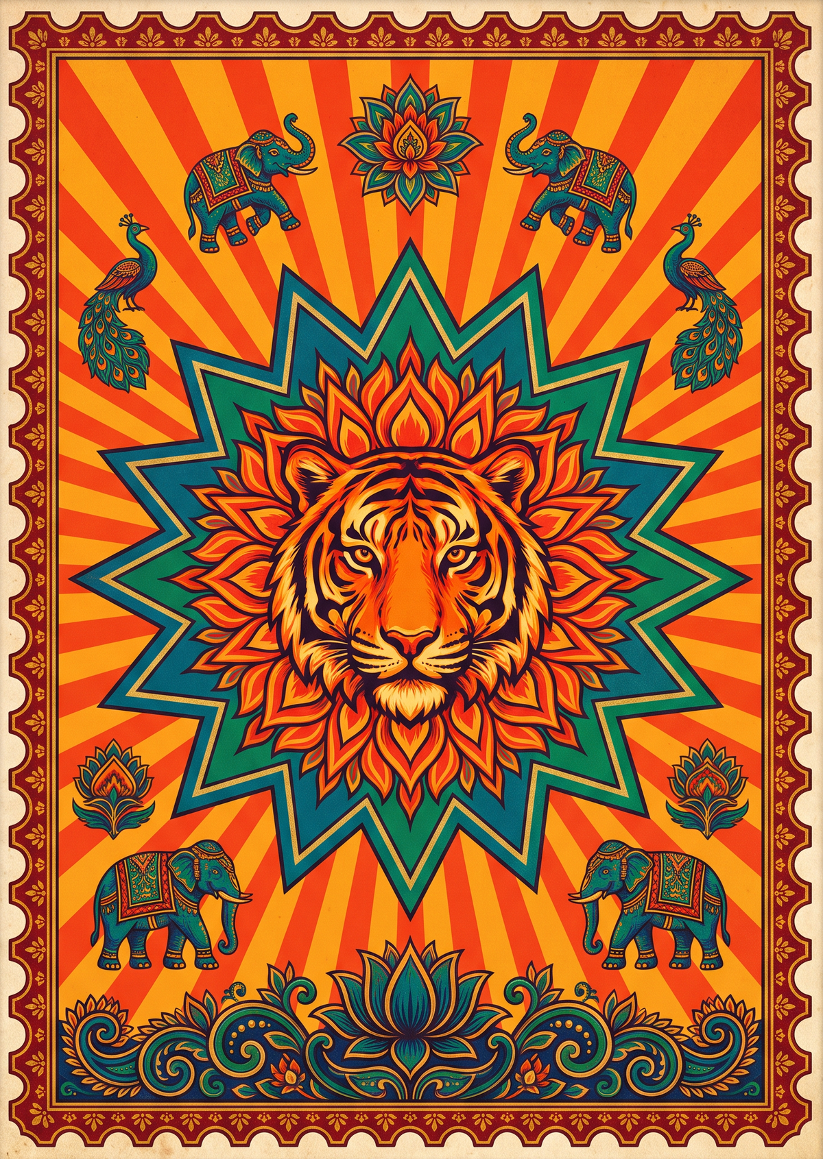 Tiger Mandala Elephants