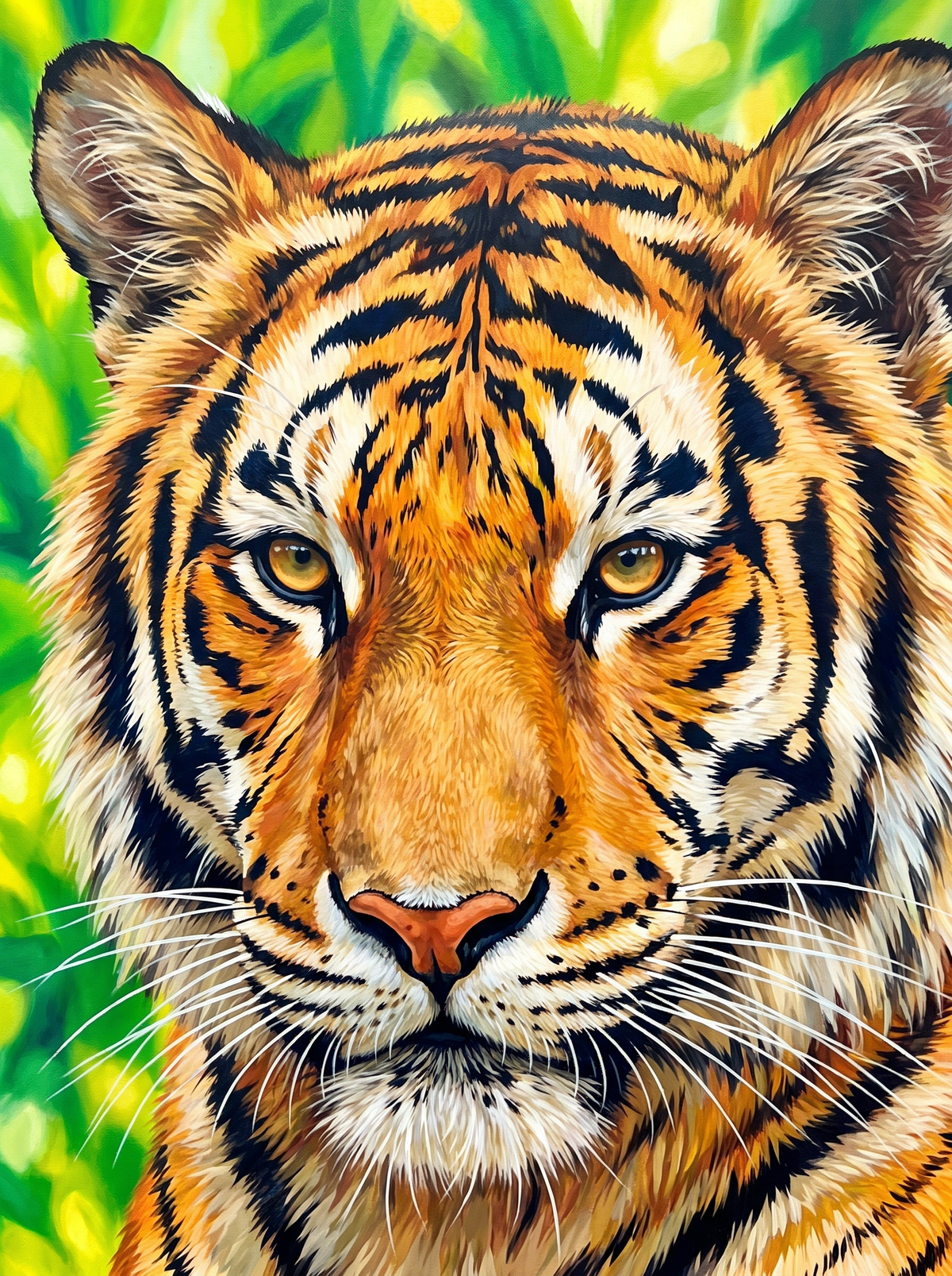 Tiger Stare In Bamboo