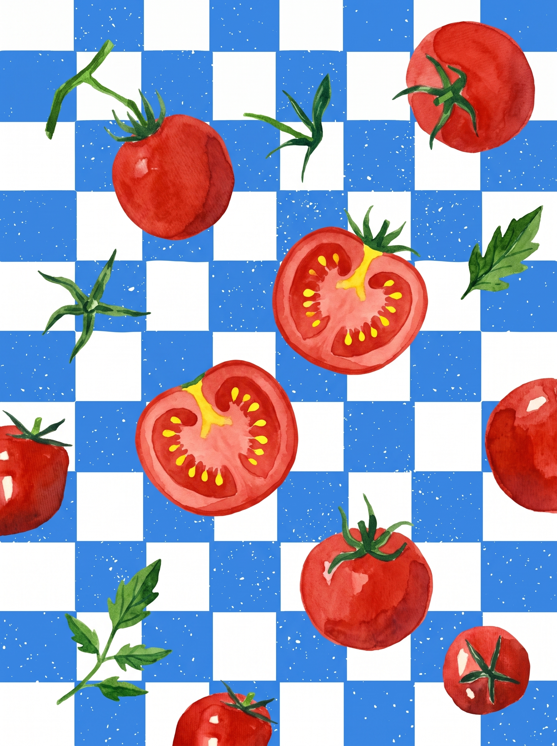 Tomatoes On Blue Checks