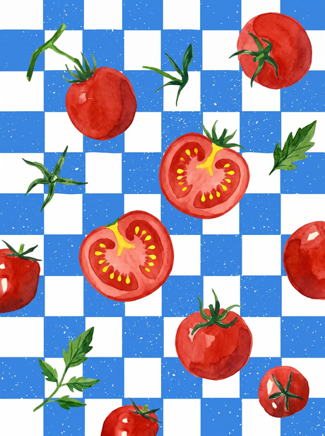Tomatoes On Blue Checks