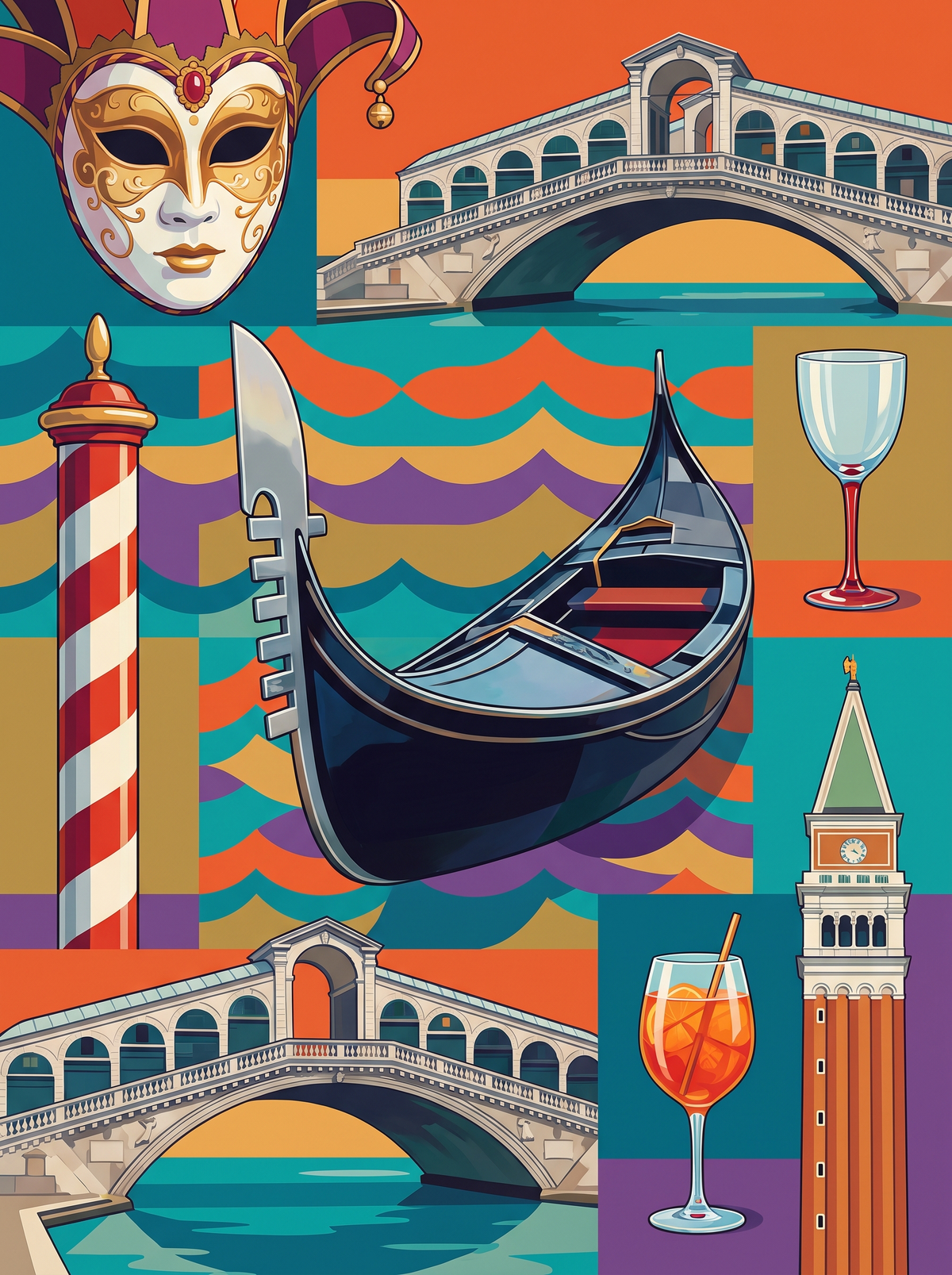 Venice Gondola Rialto Mask