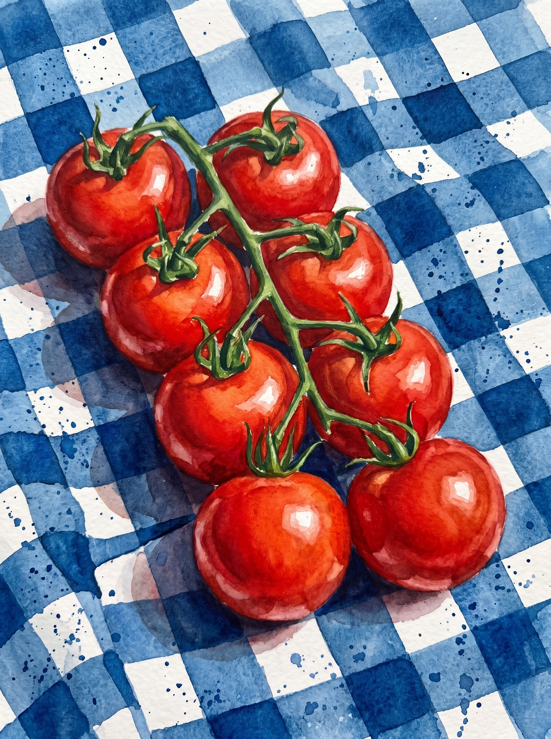 Vine Tomatoes On Gingham