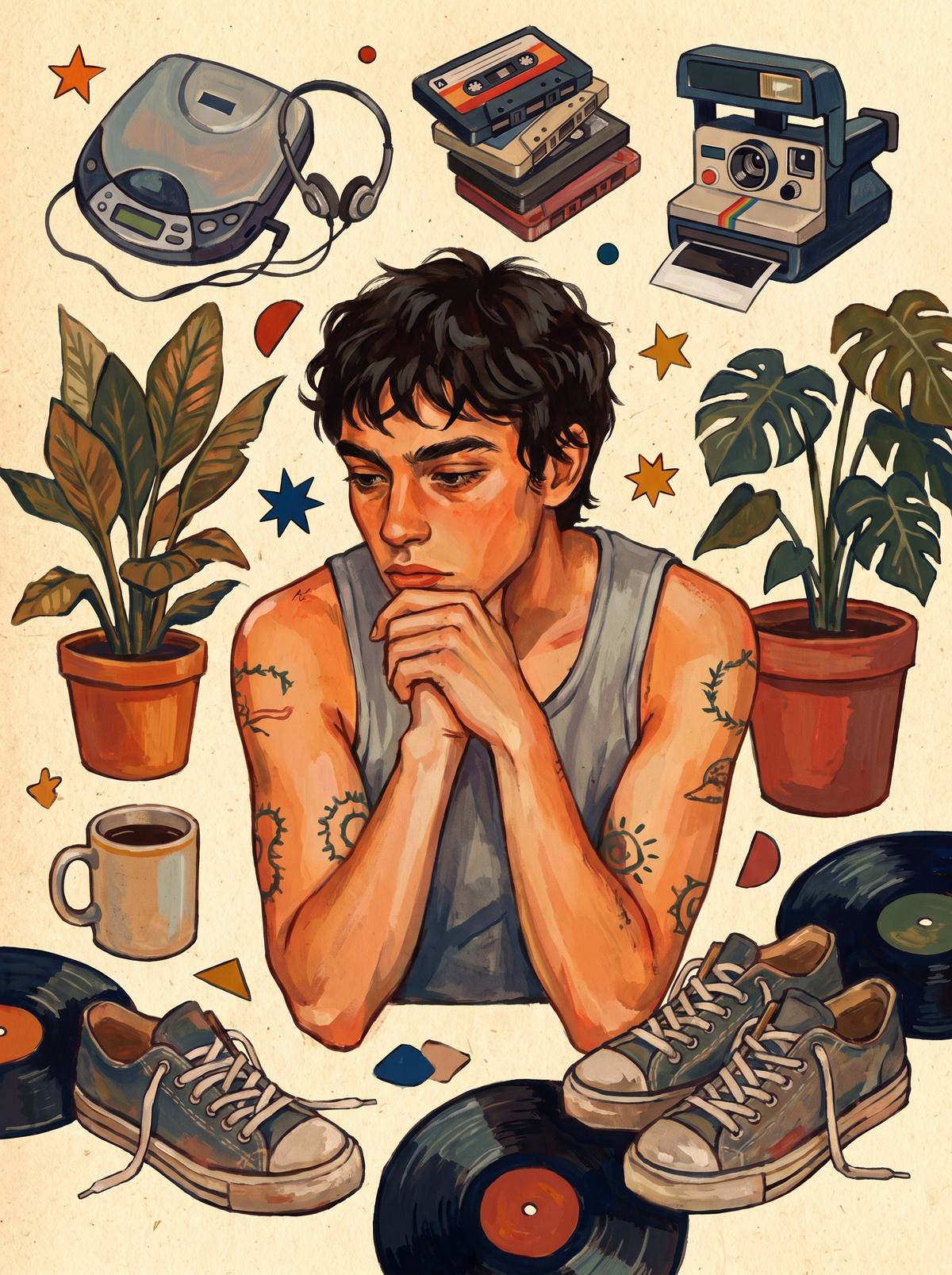 Vinyl And Sneakers Portrait