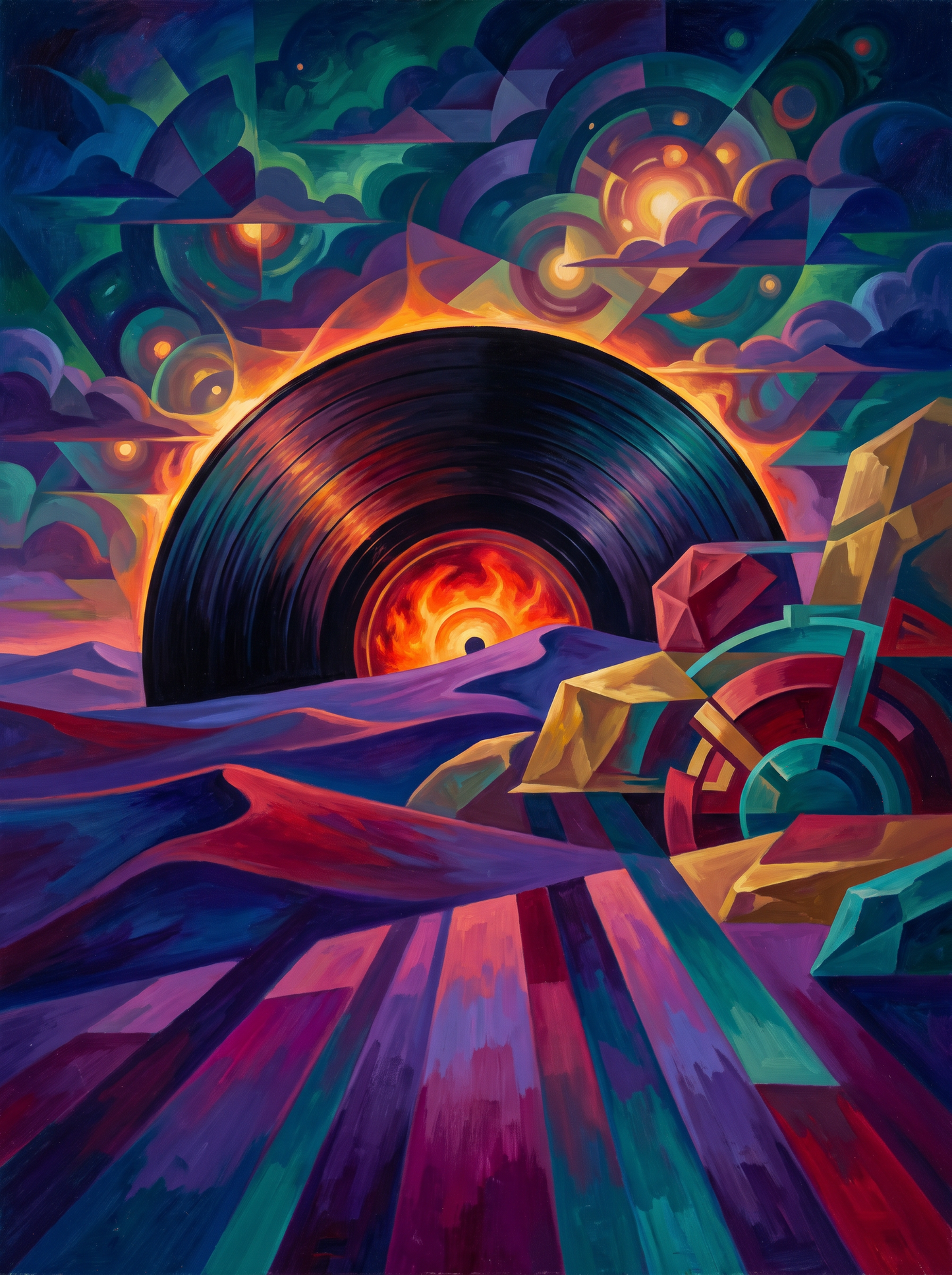 Vinyl Record Sunset