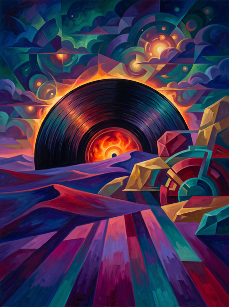 Vinyl Record Sunset