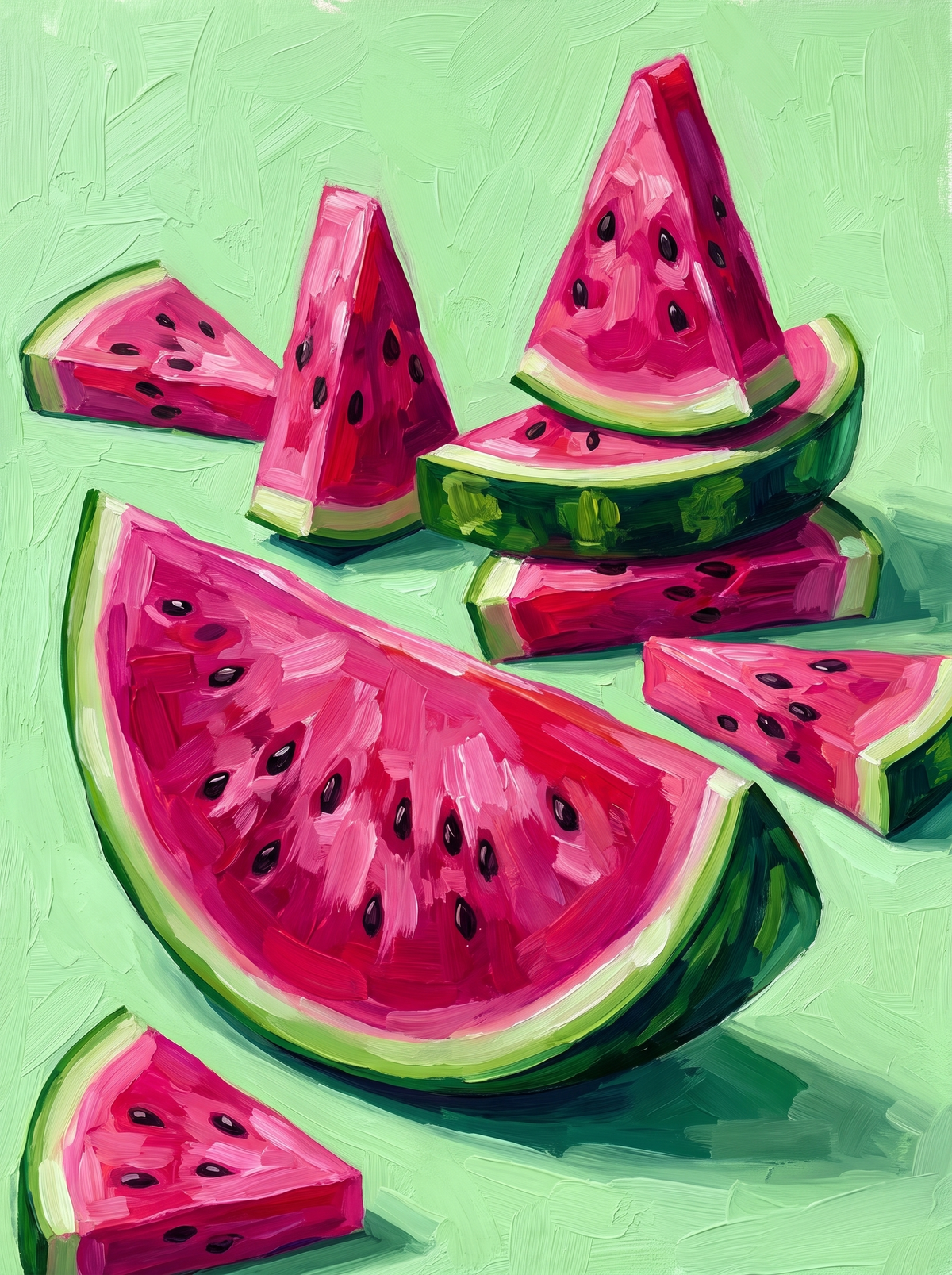 Watermelon Wedges On Mint