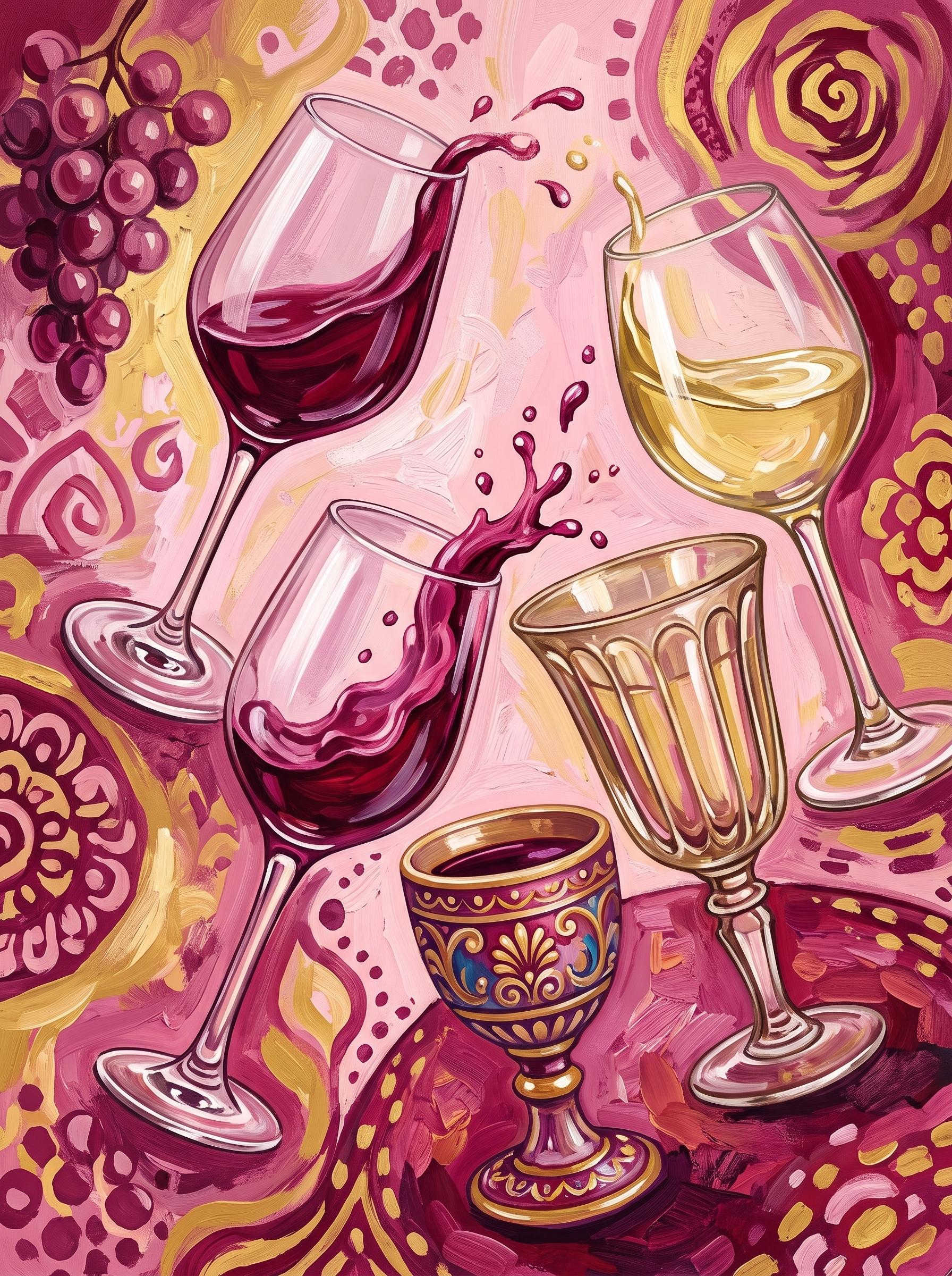 Wine Glasses On Pink