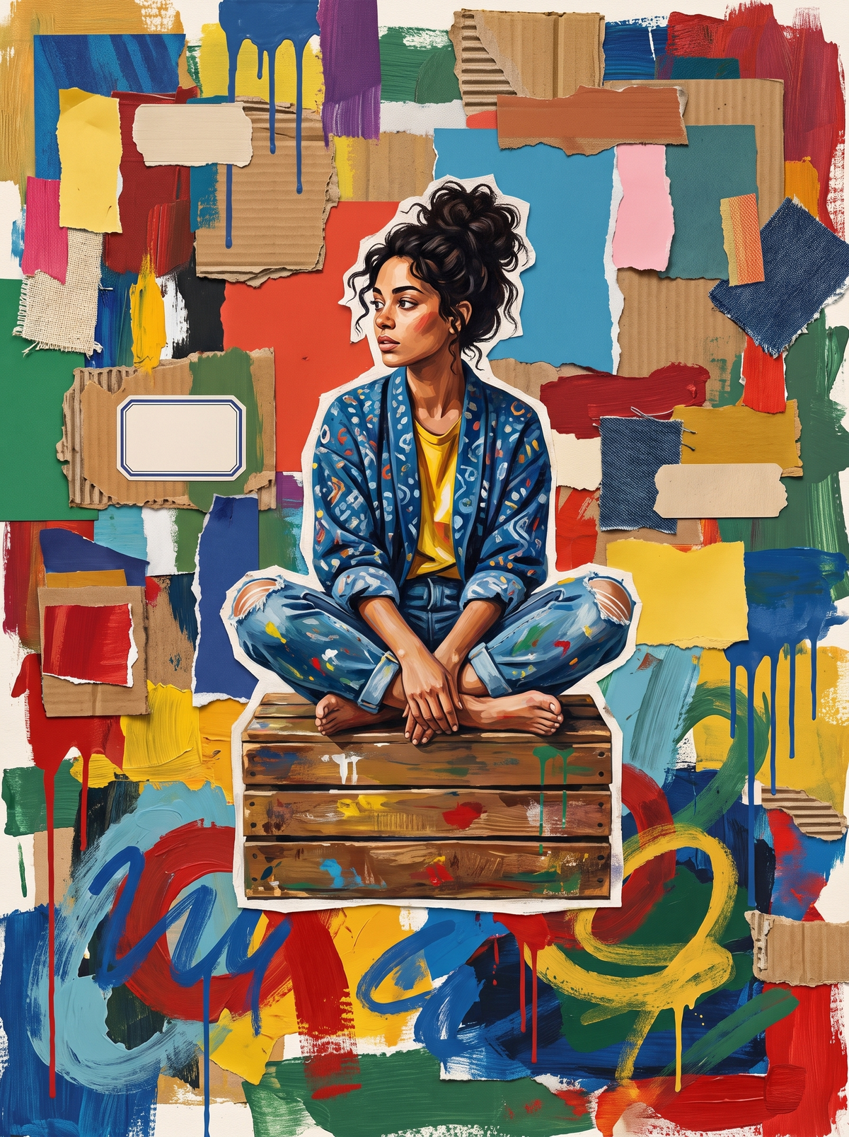 Woman On Wooden Crate