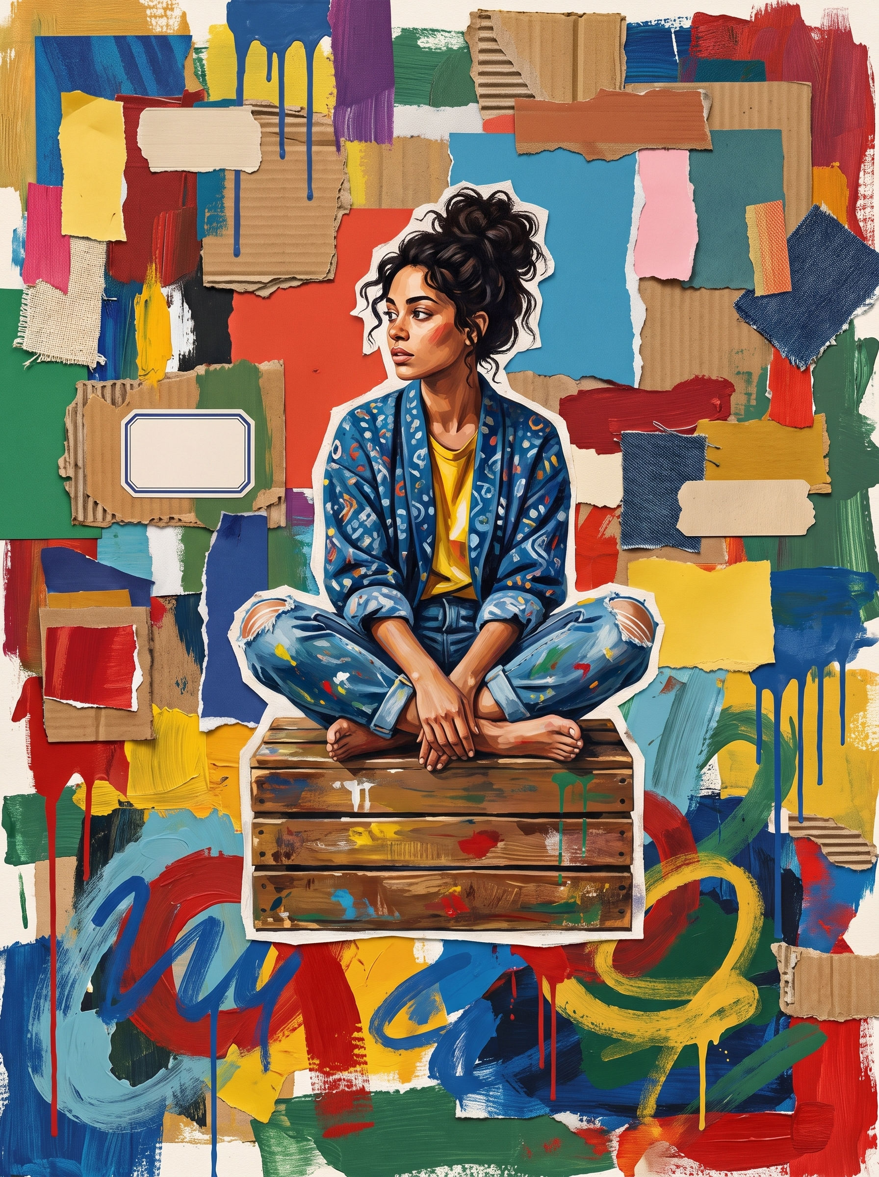 Woman On Wooden Crate