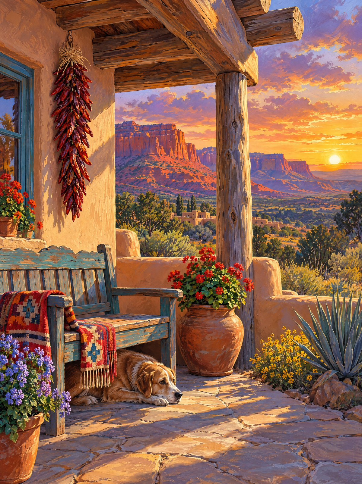 Adobe Porch Desert Sunset