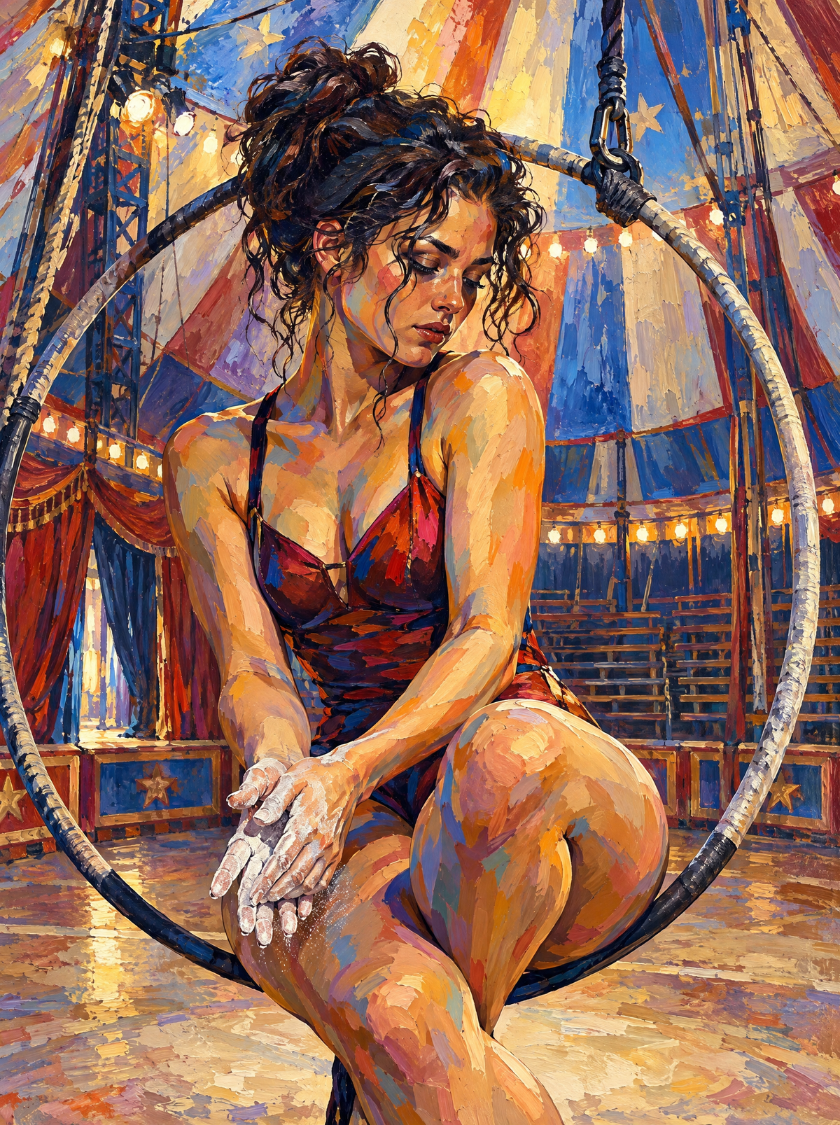 Aerialist Resting On The Hoop