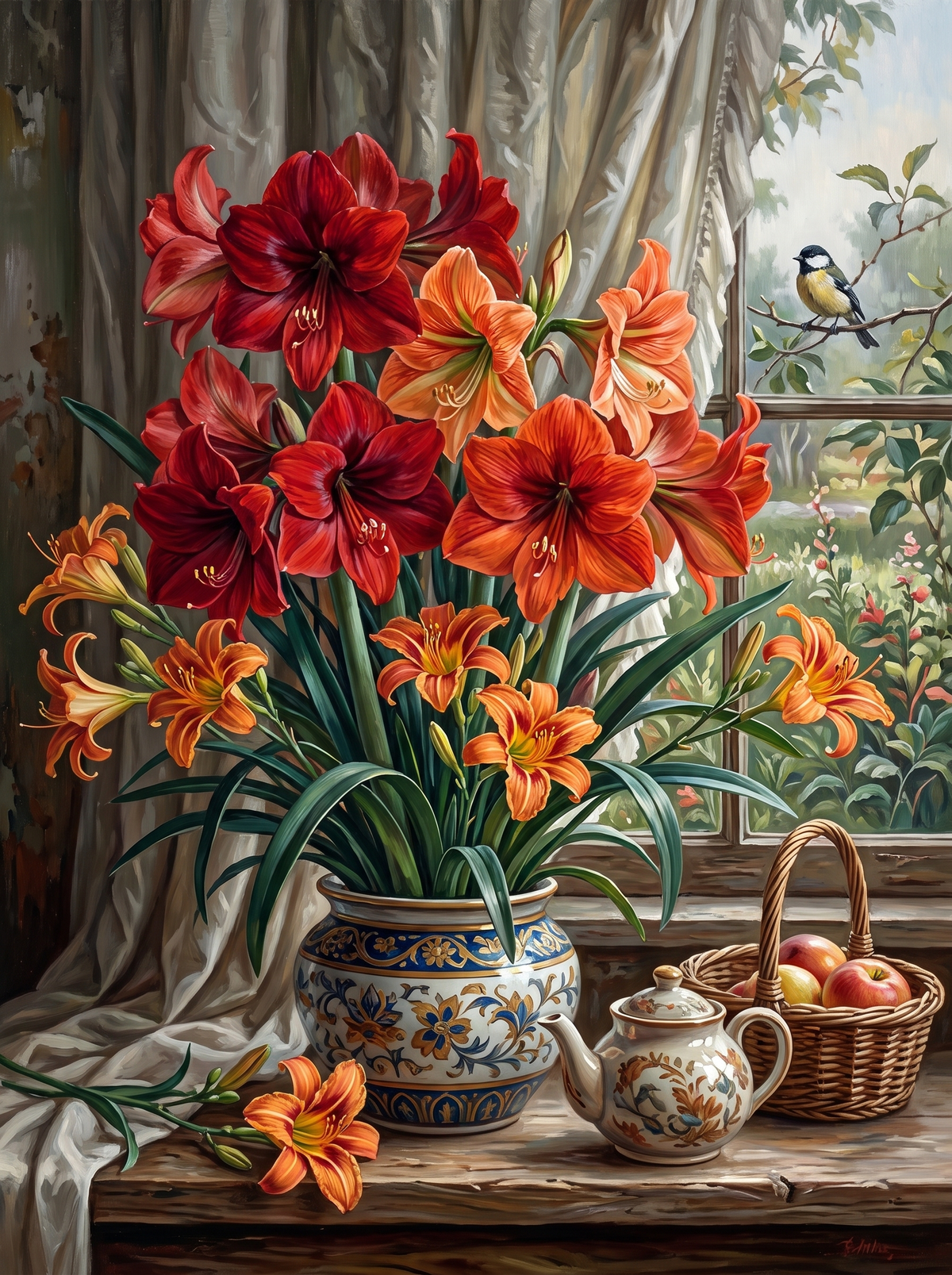 Amaryllis Bouquet By The Window