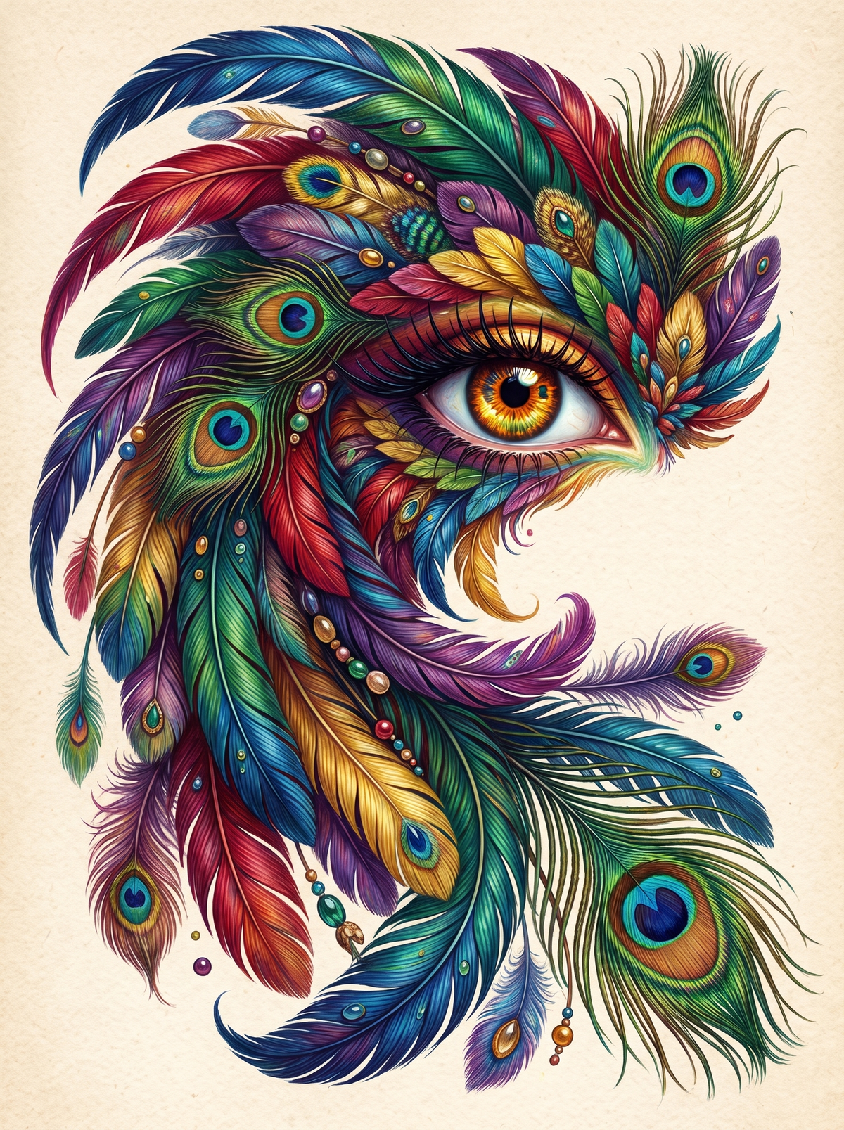 Amber Eye Feather Mask