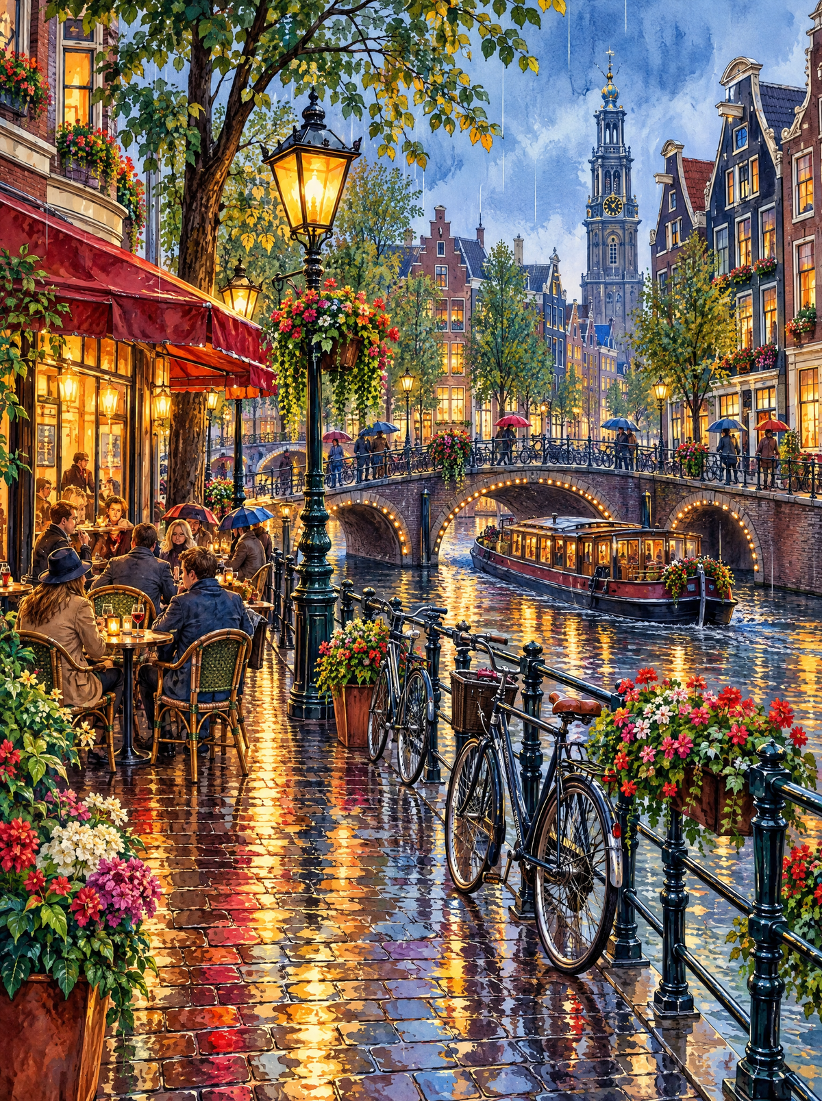 Amsterdam Bicycles By The Canal