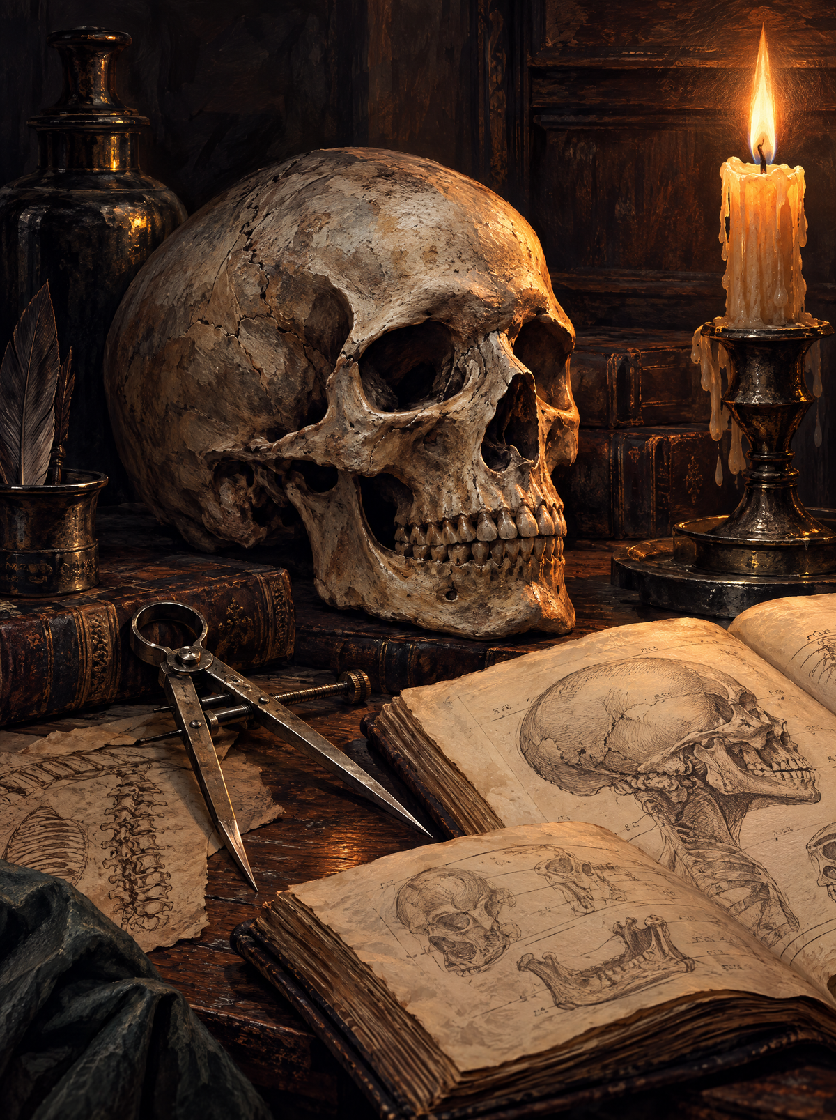 Anatomist's Desk By Candlelight