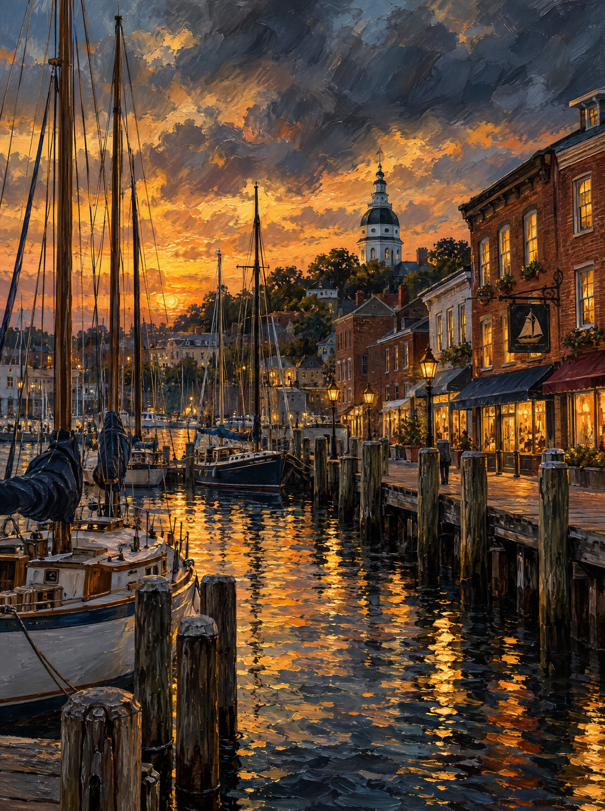 Annapolis Dock At Dusk