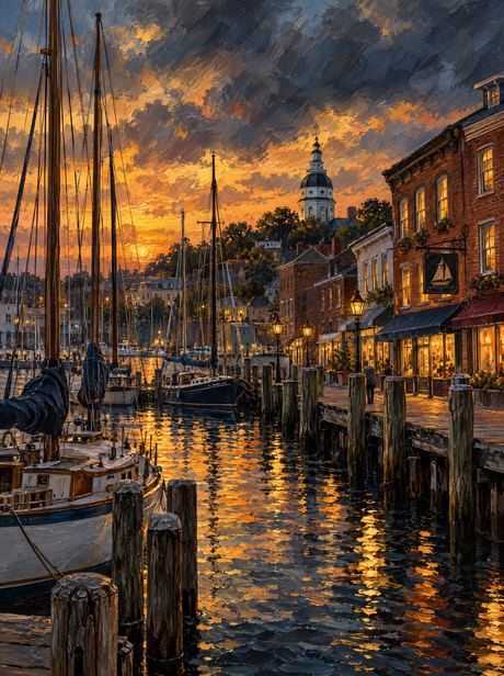 Annapolis Dock At Dusk