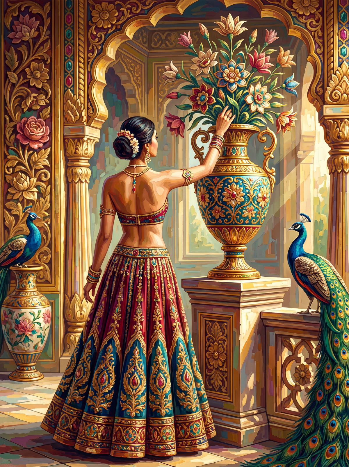 Arranging Flowers In The Palace