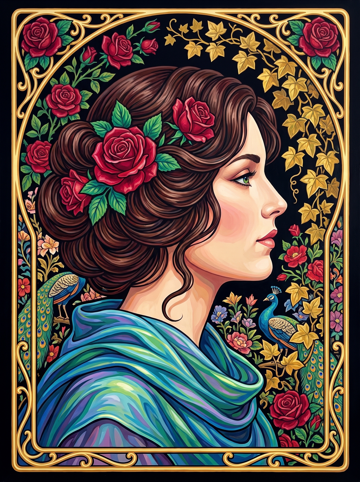 Art Nouveau Rose Maiden