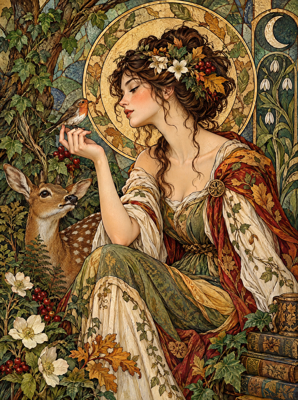 Autumn Goddess And Robin