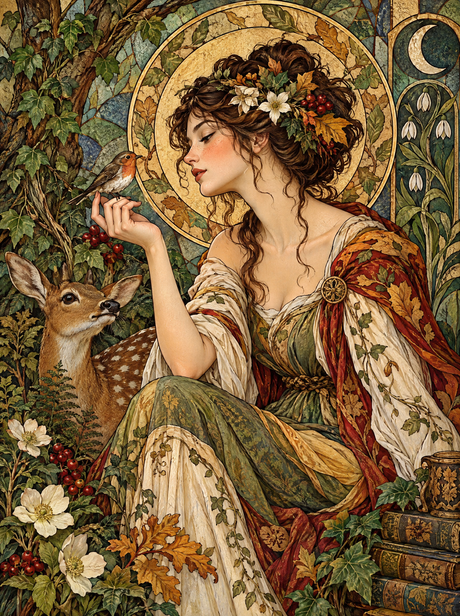 Autumn Goddess And Robin