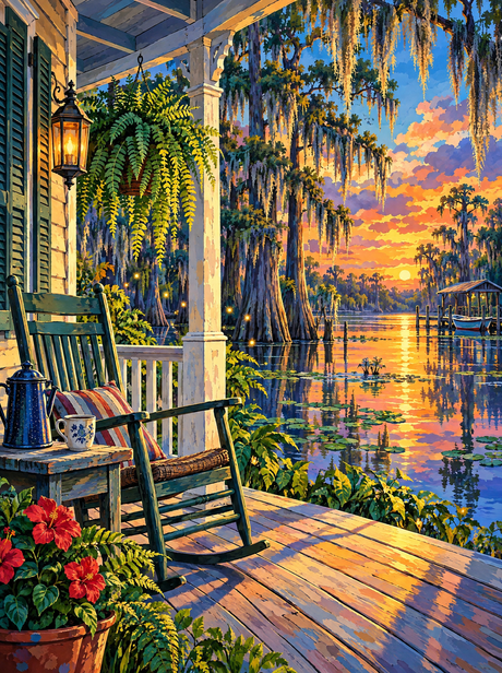 Bayou Porch Spanish Moss (150 Color Diamond Painting)
