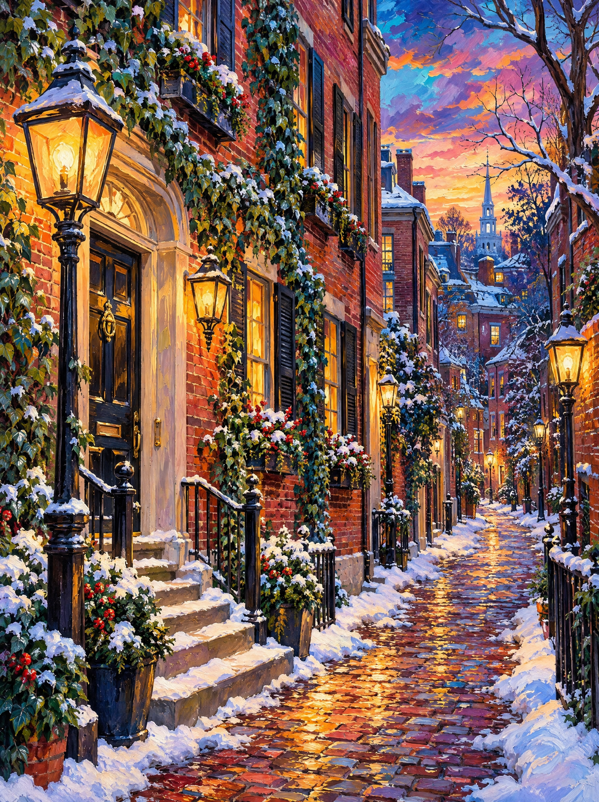 Beacon Hill Gaslight Snow