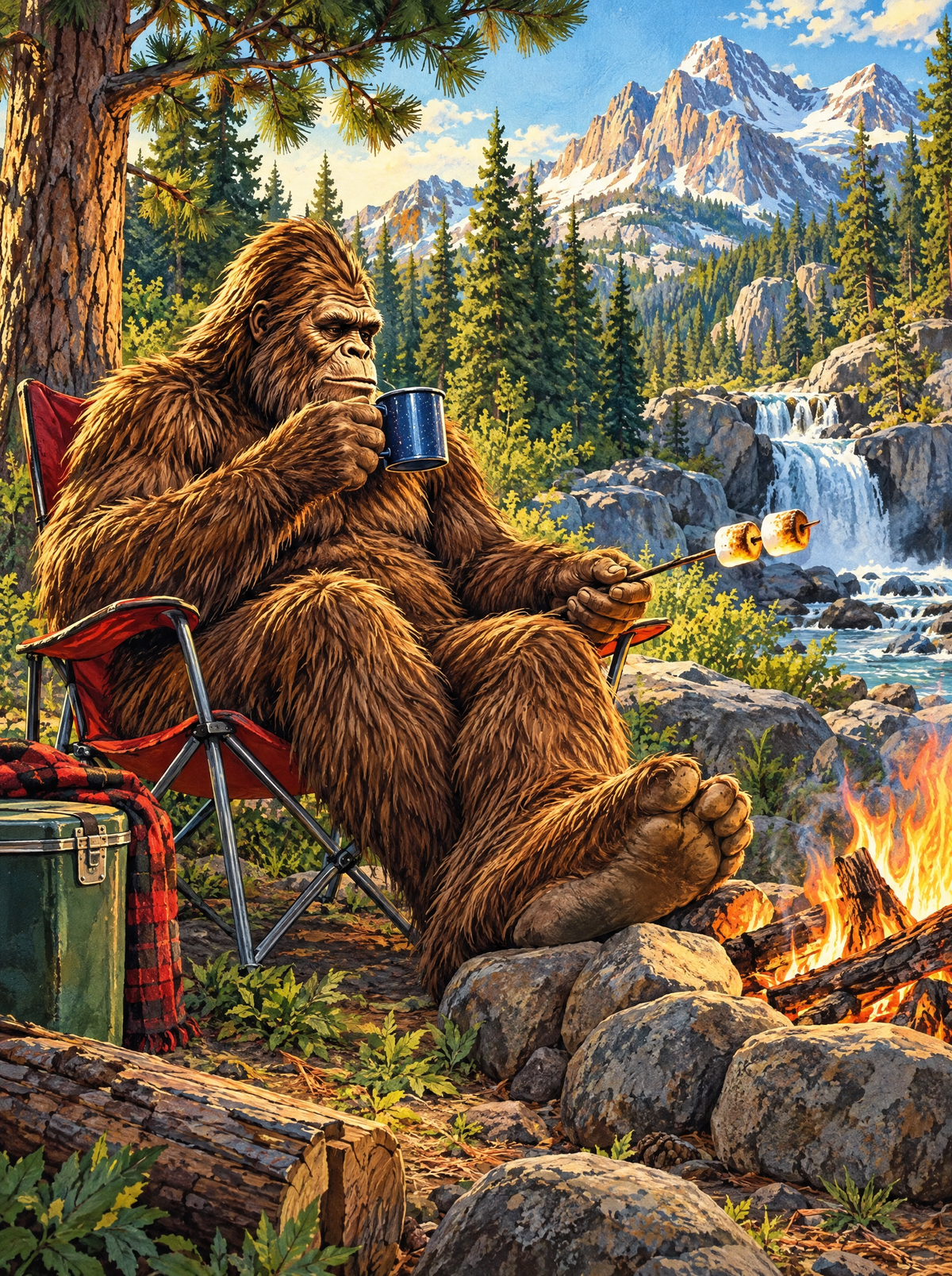 Bigfoot Roasting Marshmallows
