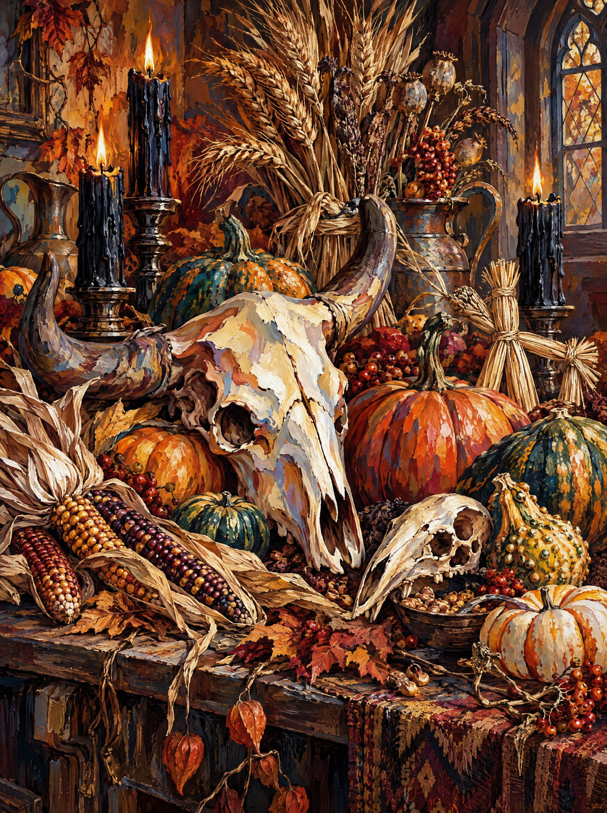 Black Candle Harvest Altar