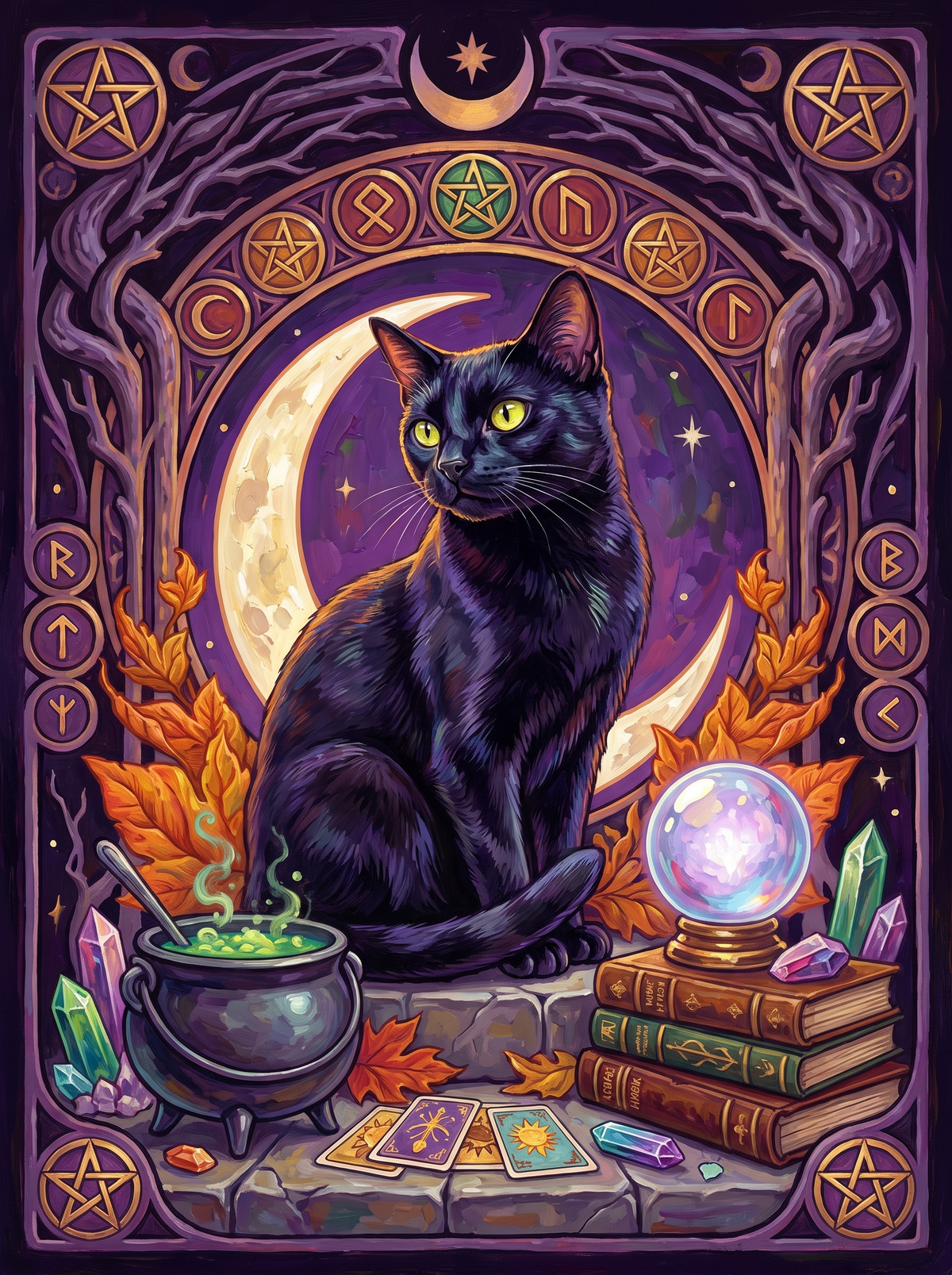 Black Cat And Cauldron