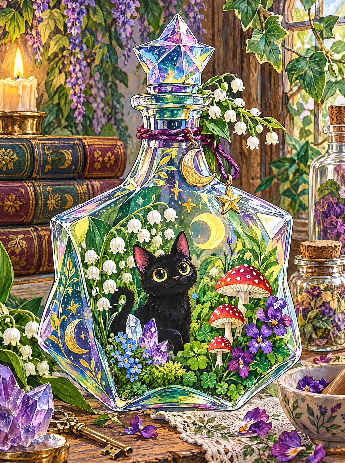 Black Kitten Potion Bottle