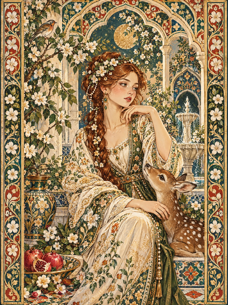 Blossom Maiden And Fawn