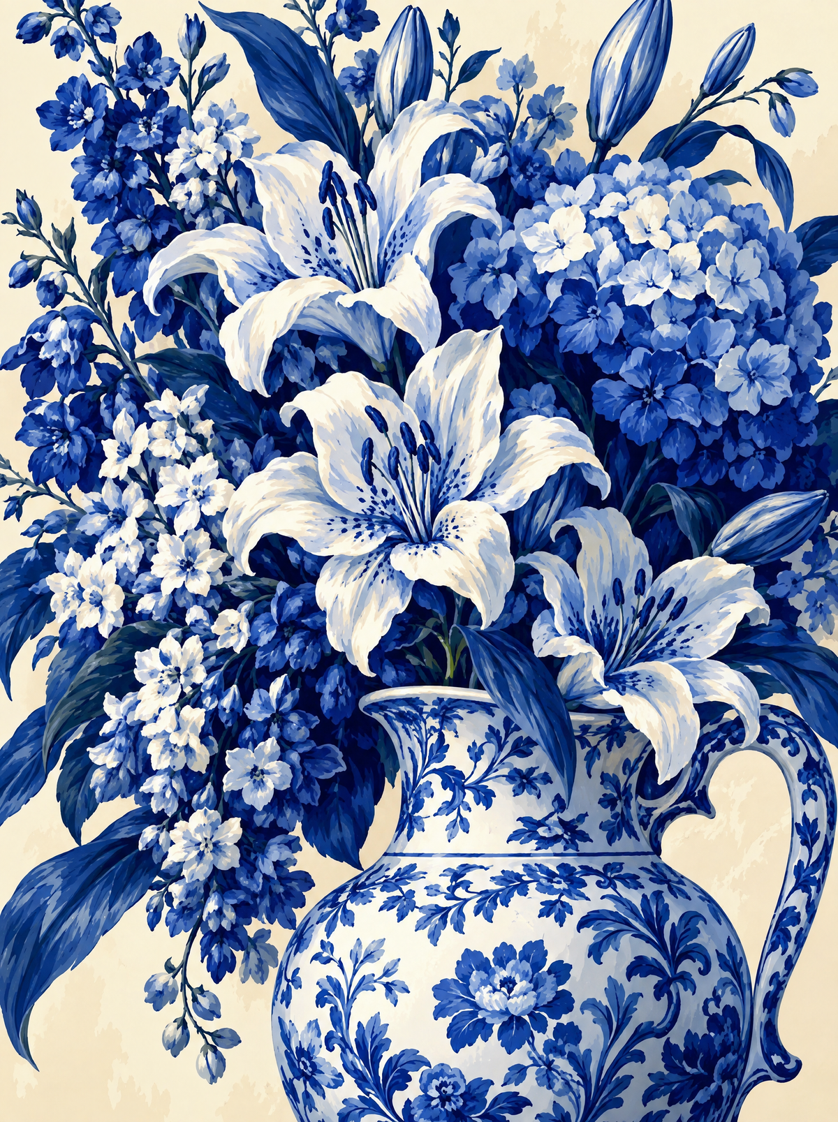 Blue Delft Lily Bouquet