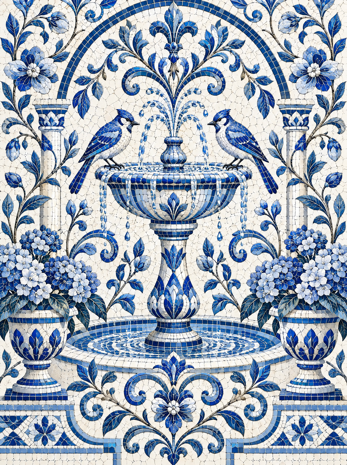 Blue Jay Mosaic Fountain