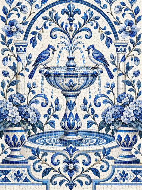 Blue Jay Mosaic Fountain