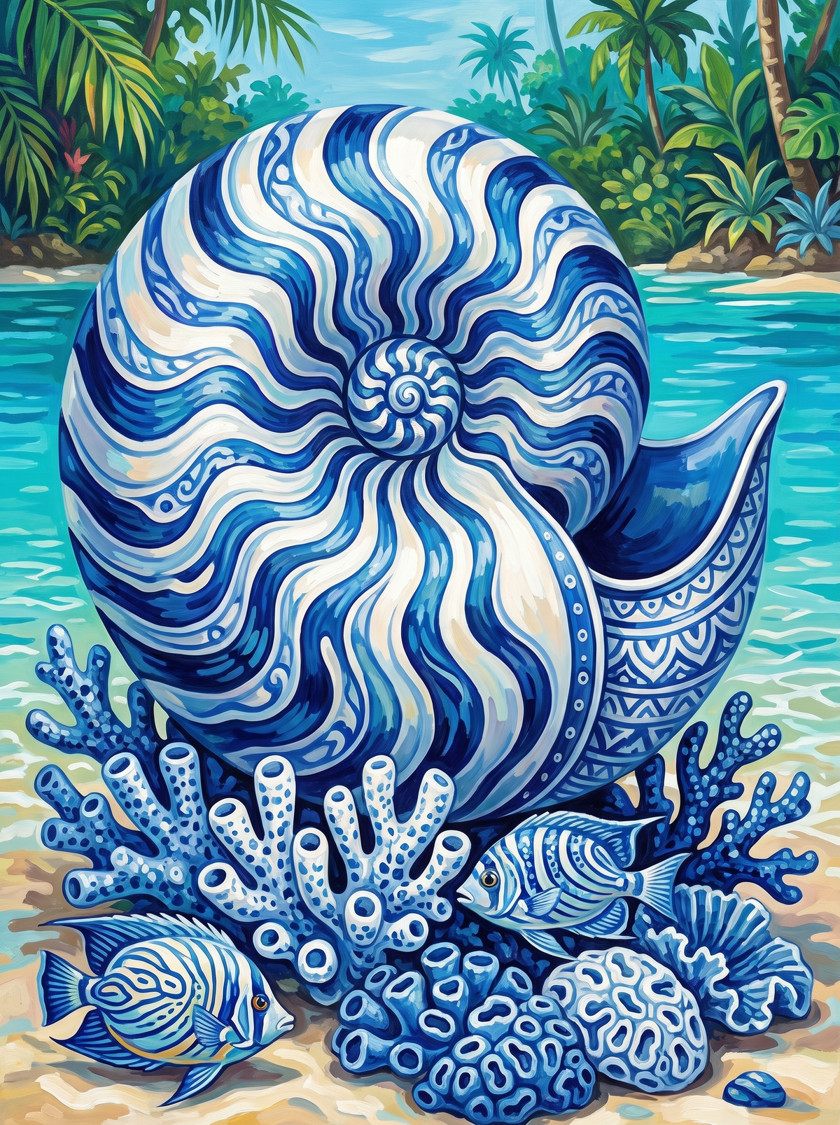 Blue Nautilus On The Shore